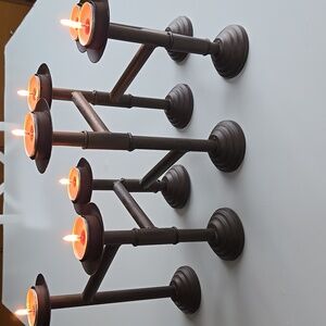 Mid-century Modern Style Brown Patina Adjustable Candle Holder